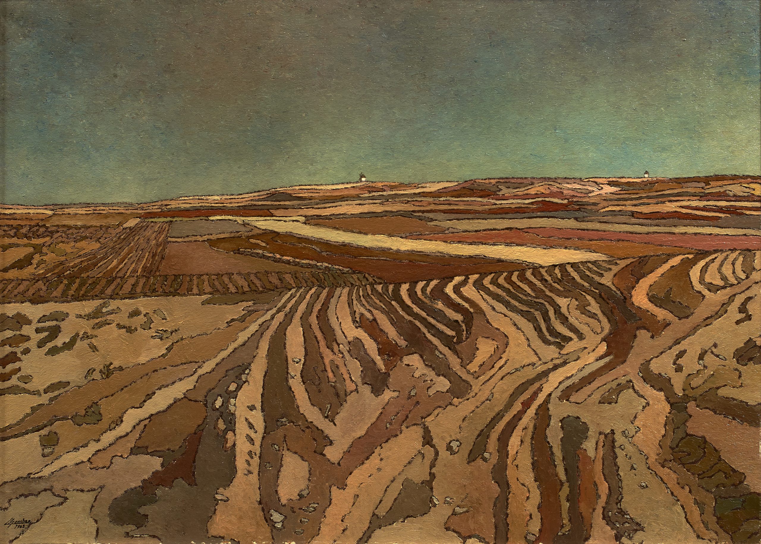 Luis Sánchez Martínez (Bilbao, 1913-1976) Tierras de la Mancha (Premio “Mariano de la Paz” de 1969, sección óleos) Óleos sobre lienzo, 73x100 cm.