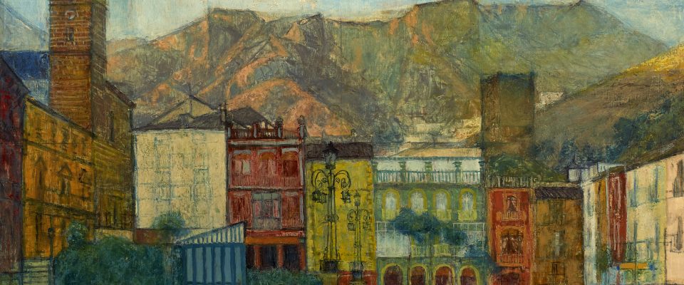 Domingo Molina Sánchez (Úbeda, 1922 - 2011) Amanecer en la plaza (Tercer premio de 1961, sección óleos) Óleo sobre tabla, 82x100 cm.