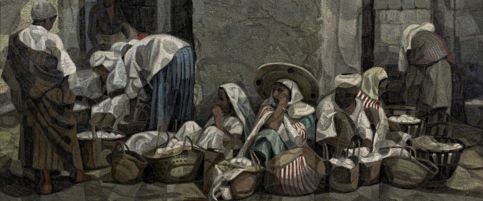 Juan Manuel García Maldonado, “Brazam” (Alhama de Granada, Granada, 1946) Zoco (Primer premio de 1966, sección óleos) Óleo sobre lienzo, 112x220 cm.