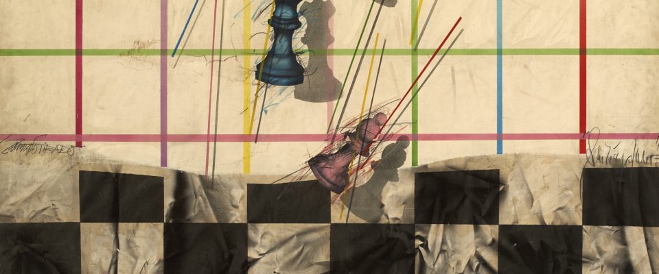 Santiago Tirado Franco (Linares, 1950) Torneo de Ajedrez (Adquirido por el Excmo. Ayuntamiento de Linares en 1983) Aerógrafo, 203x161 cm.