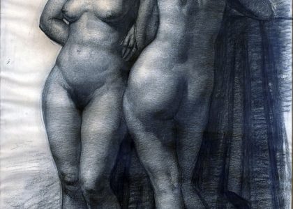 Francisco Baños Martos (Linares, Jaén, 1928 - Valencia, 2006) Desnudo (Primer premio de 1951, sección dibujo) Carboncillo sobre papel, 138x95 cm.