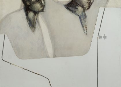 Santiago Tirado Franco (Linares, 1950). Recuerdos del 3 de mayo de 1808 (Primer premio “Ciudad de Linares de 1975, sección óleos). Técnica mixta (óleo-collage sobre tabla), 135x119 cm.