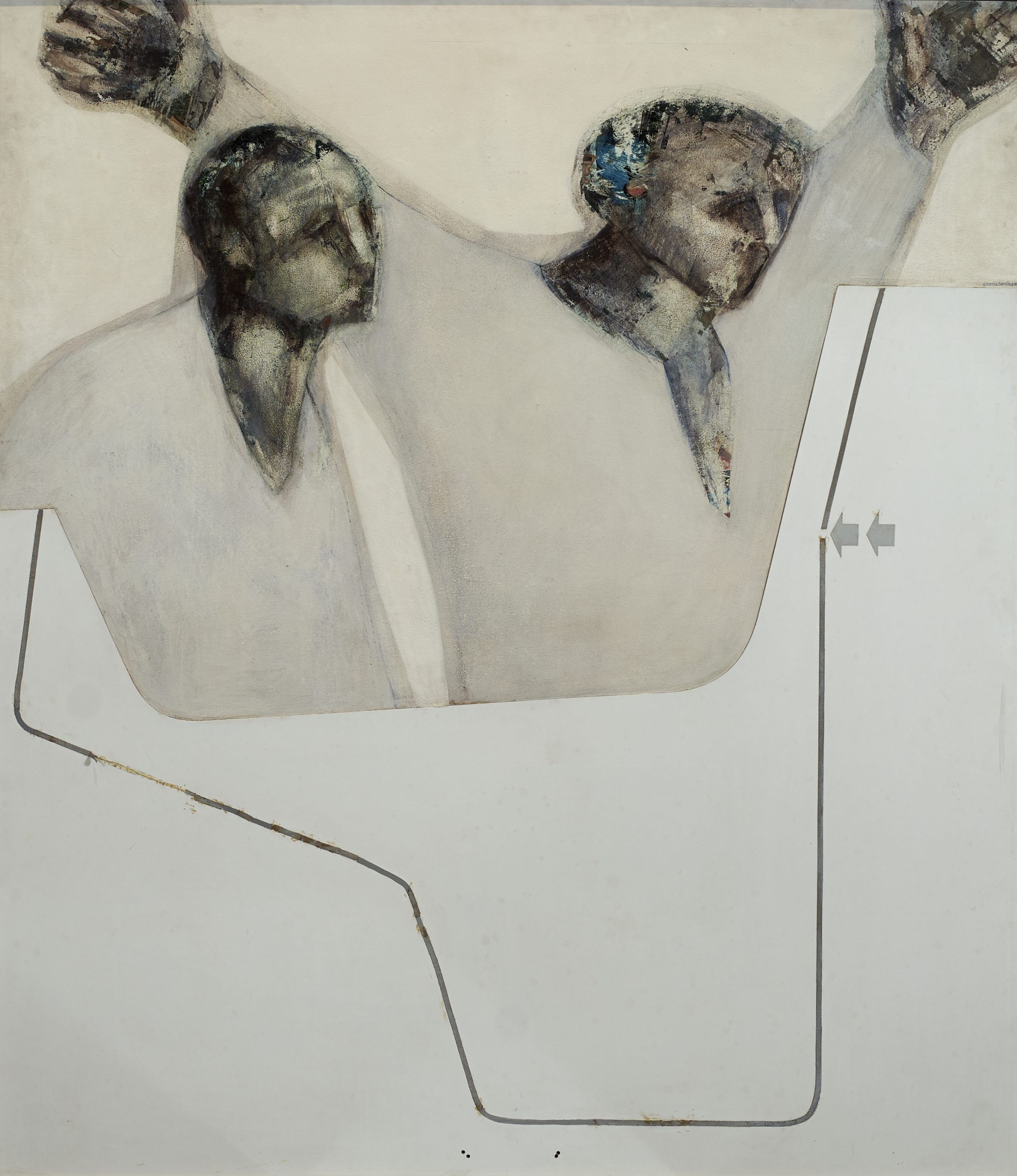 Santiago Tirado Franco (Linares, 1950). Recuerdos del 3 de mayo de 1808 (Primer premio “Ciudad de Linares de 1975, sección óleos). Técnica mixta (óleo-collage sobre tabla), 135x119 cm.