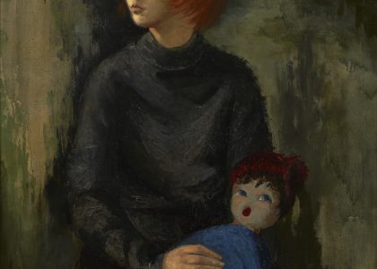 María Manuela Pozo Lora (El Carpio, Córdoba, 1932 - Jerez de la Frontera, Cádiz, 2006) Niña con muñeca (Accésit de 1965). Óleo sobre lienzo, 115 x90 cm.