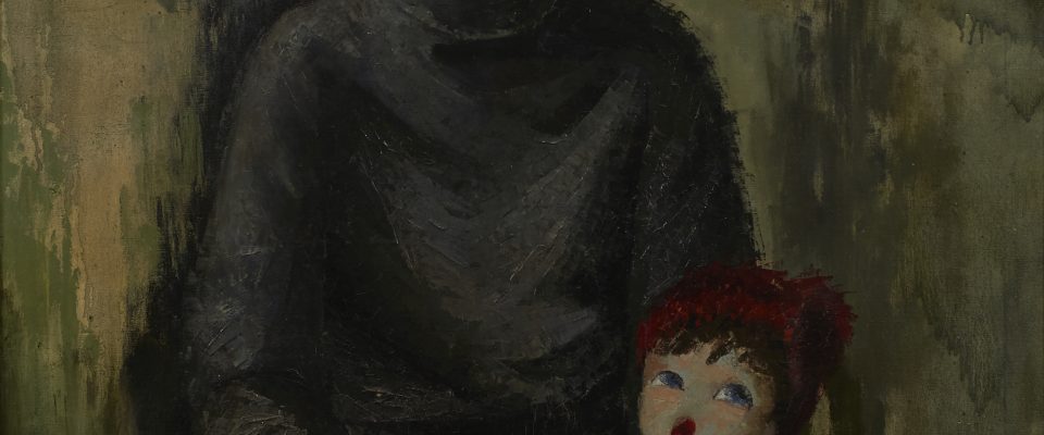 María Manuela Pozo Lora (El Carpio, Córdoba, 1932 - Jerez de la Frontera, Cádiz, 2006) Niña con muñeca (Accésit de 1965). Óleo sobre lienzo, 115 x90 cm.