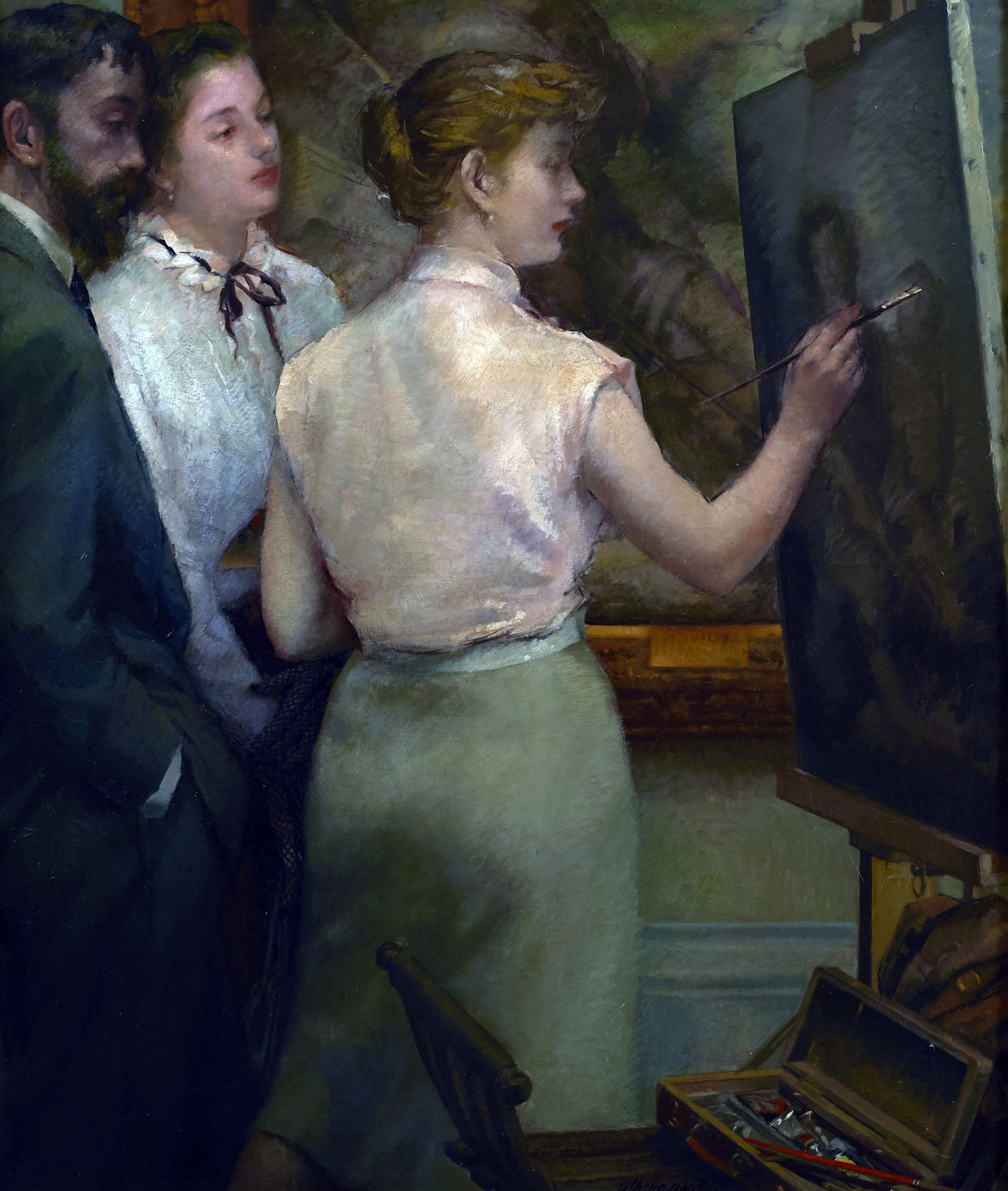 Guillermo Vargas Ruiz (Bollullos de la Mitación, Sevilla, 1910 - Madrid, 1990) La copista (Primer premio de 1951, sección óleos) Óleo sobre lienzo, 98x83 cm.