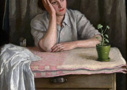 Fernando Briones Carmona (Écija, Sevilla, 1905 - Madrid, 1988) Planchadora (Primer premio de 1955, sección óleos) Óleo sobre lienzo, 110x90 cm.