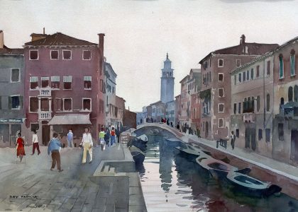 Sebastián Rey Padilla (Linares, 1910 - Madrid, 1973) Canal de Santa Bárbara (Primer premio de 1959, sección acuarela) Acuarela, 38x55 cm.