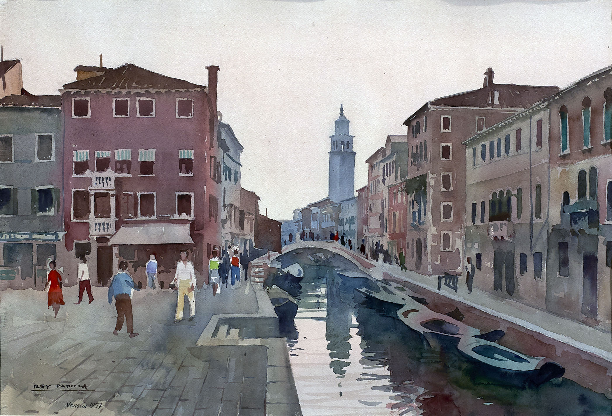 Sebastián Rey Padilla (Linares, 1910 - Madrid, 1973) Canal de Santa Bárbara (Primer premio de 1959, sección acuarela) Acuarela, 38x55 cm.