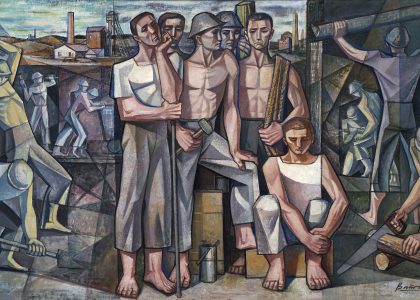 Francisco Baños Martos (Linares, 1928 - Valencia, 2006) Los mineros (Primer premio de 1957, sección óleos) Óleo sobre lienzo, 165x290 cm.