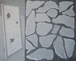 17 Autor: Humberto del Río Título: En silencio te busco, 2020 Dimensiones: 70 x 50  cm Técnica: mixta sobre papel