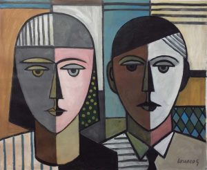 23. Autor: Lorenzo González Título: Hombre y Mujer Dimensiones: 81 x 100  cm Técnica: óleo sobre cartón
