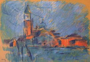 Autor: Gonzalo Martínez Título: San Giorgio  Maggiore (Venecia 1972) Dimensiones: 41  x 58´5 cm Técnica: pastel sobre cartulina