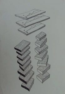 Autor: Patricio Cabrera Título: Tres paisajes sobe papel, 2016 Dimensiones: 30 x 21 cm Técnica: Técnica mixta sobre papel
