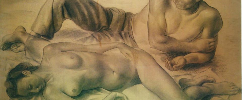 “Figuras en reposo” (1945) Dibujo, 106x150 cm. COLECCIÓN PARTICULAR