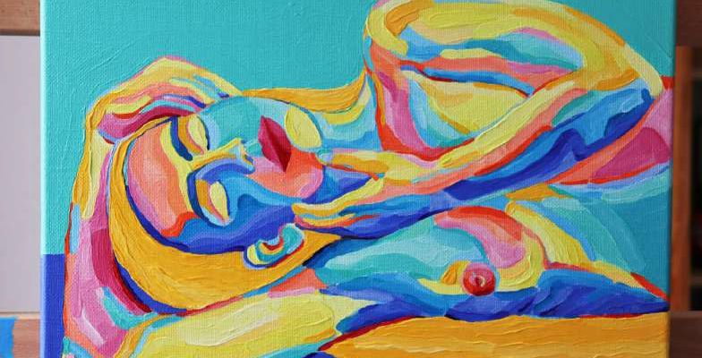 Cuerpos Celestes. Acrílico sobre lienzo. 27x35