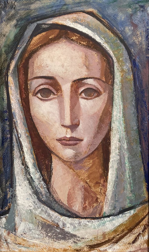 Cabeza de Virgen, 1962, Óleo sobre tablex, 50,5x30